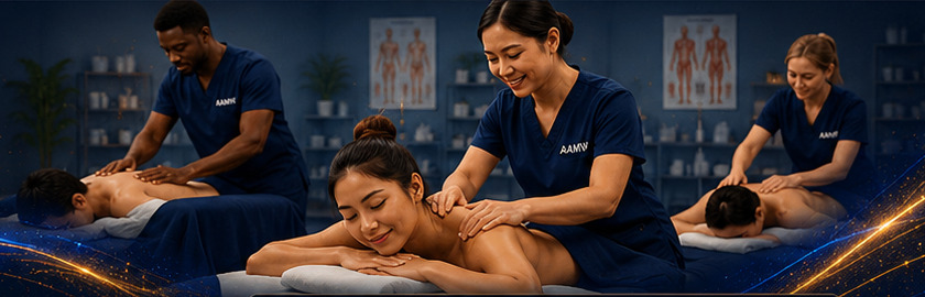 Massage therapy session at the AAMW Houston clinic