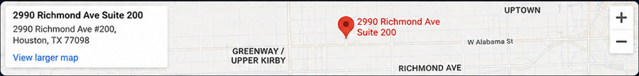 Map showing 2990 Richmond Avenue, Suite 200, Houston